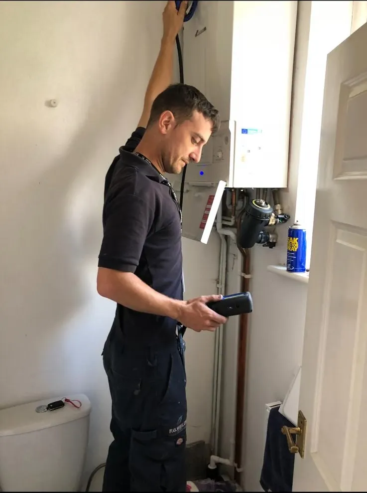 Completed new boiler installation with pipework by F.G. Welch